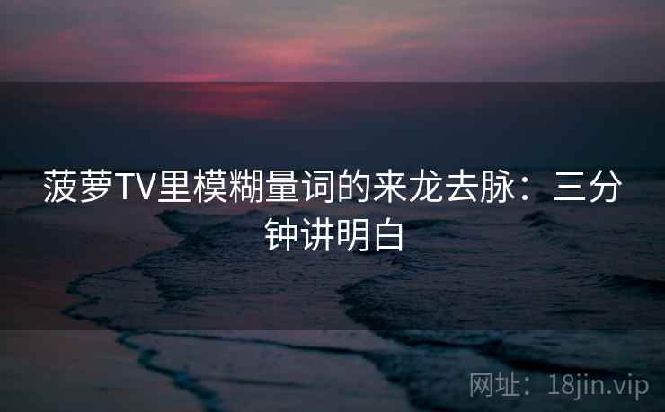 菠萝TV里模糊量词的来龙去脉：三分钟讲明白