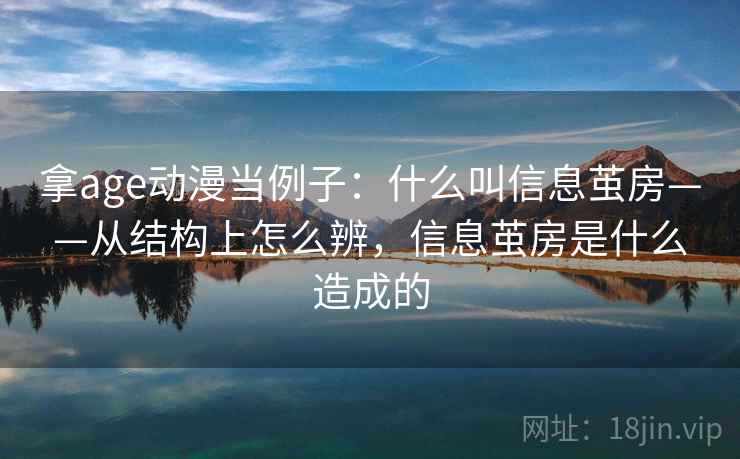 拿age动漫当例子：什么叫信息茧房——从结构上怎么辨，信息茧房是什么造成的