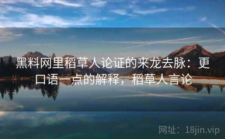 黑料网里稻草人论证的来龙去脉：更口语一点的解释，稻草人言论